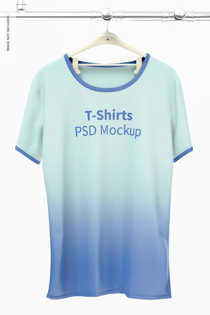 Mockup di t-shirt appesa, vista frontale