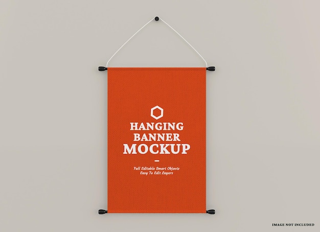 PSD hanging wall banner flag mockup