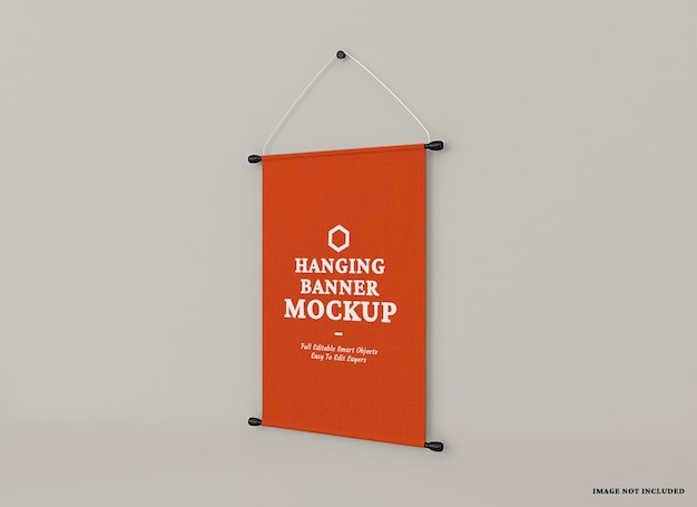 Hanging wall banner flag mockup