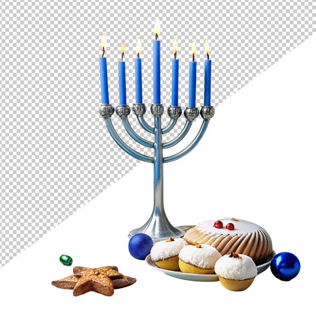 Hanukah candles on transparent background