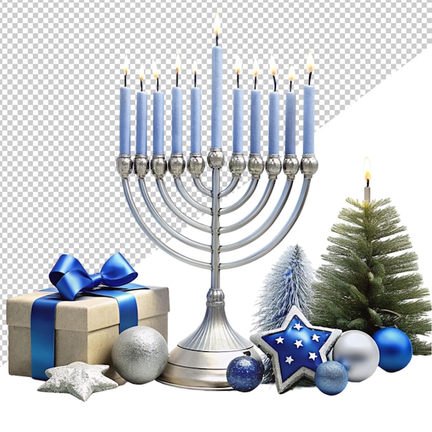 Hanukah candles on transparent background