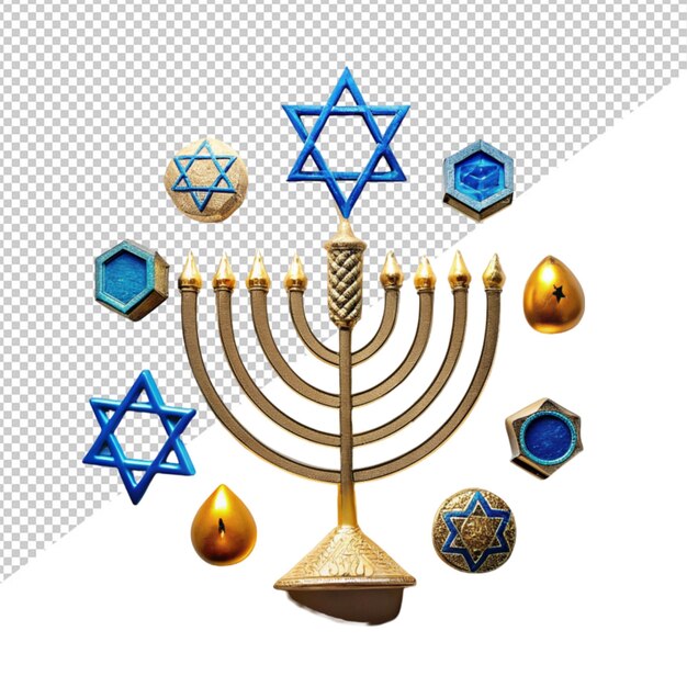 Hanukkah candles on transparent background