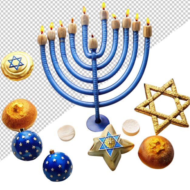 Candele di hanukkah su uno sfondo trasparente