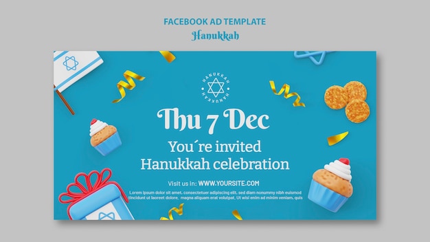 PSD modello facebook per la celebrazione di hanukkah