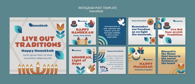 PSD post su instagram per festeggiare hanukkah