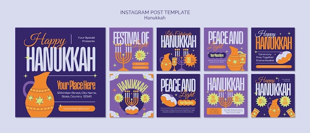 PSD post su instagram per festeggiare hanukkah