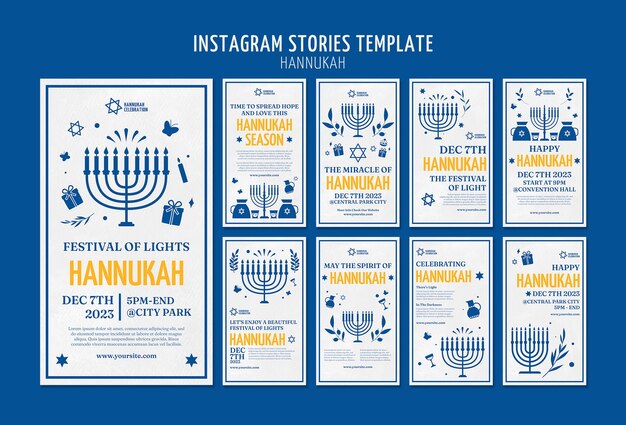 PSD storie di instagram per festeggiare hanukkah