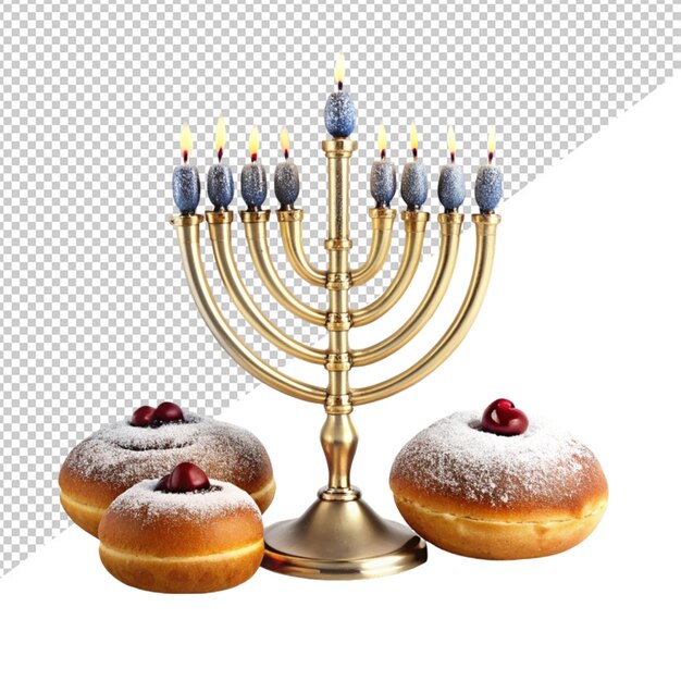 PSD hanukkah lamp met donaties op een doorzichtige achtergrond