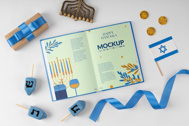 PSD design del modello di merchandising di hanukkah