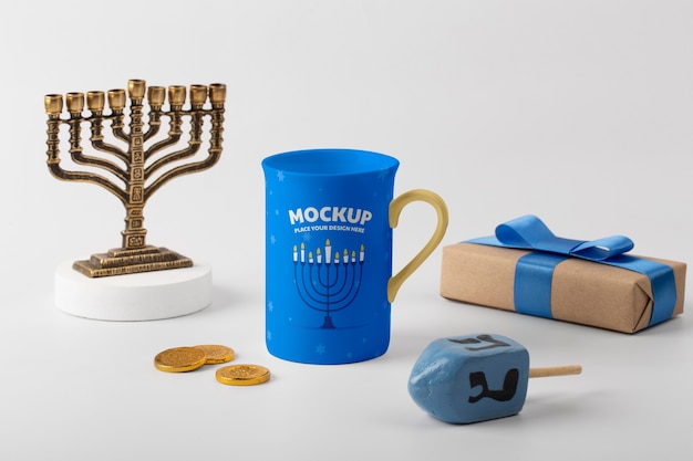 PSD design del modello di merchandising di hanukkah