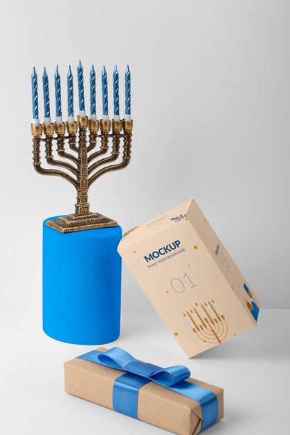 PSD design del modello di merchandising di hanukkah