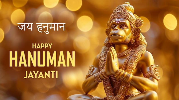 PSD hanuman jayanti banner background with lord hanuman