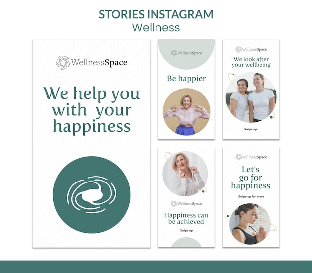 PSD 幸福とウェルネスのinstagramストーリーテンプレートデザイン