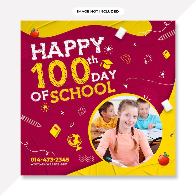 happy 100 days of school banner design.100 days of school social media banner or background design.