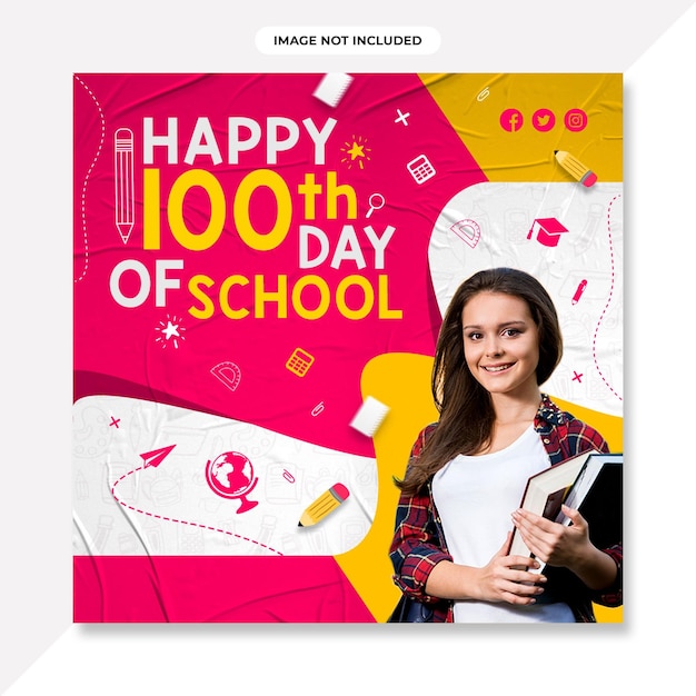 Happy 100 days of school Banner design.100 days of school Social media banner or background design.