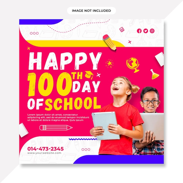 happy 100 days of school banner design.100 days of school social media banner or background design.