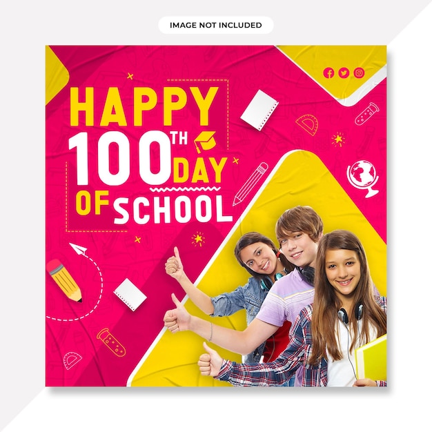 Happy 100 days of school banner design.100 days of school social media banner or background design.