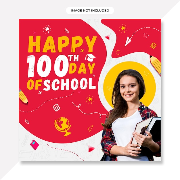 happy 100 days of school banner design.100 days of school social media banner or background design.
