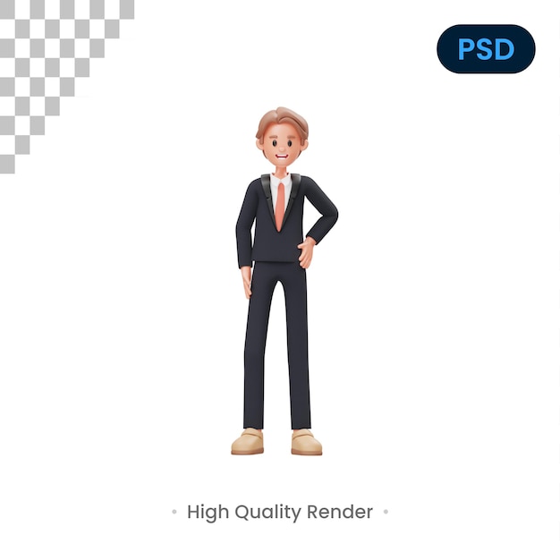 Счастливый 3D персонаж Premium Psd