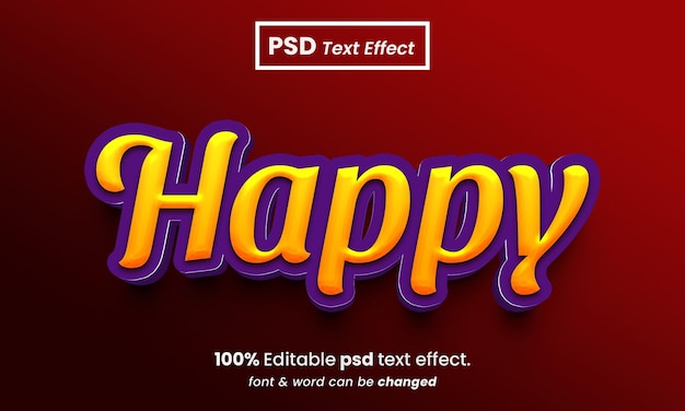 Felice effetto testo psd premium modificabile 3d