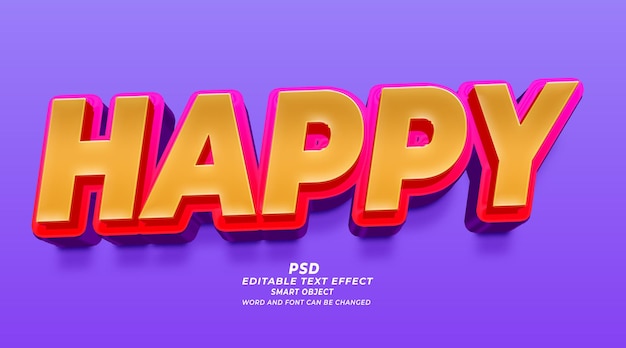 PSD modello di photoshop psd effetto testo modificabile felice 3d