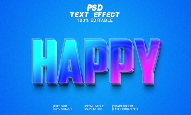 Счастливый 3d текстовый эффект psd файл