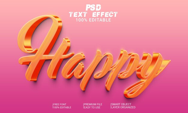 Счастливый 3D текстовый эффект PSD файл