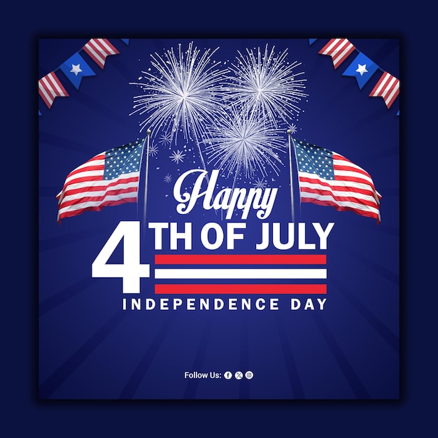 7月4日 アメリカ合衆国独立記念日 バナー テンプレート デザイン