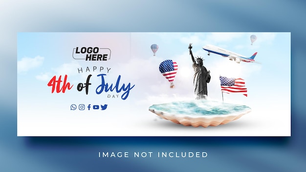 PSD happy 4th of july independence day banner template