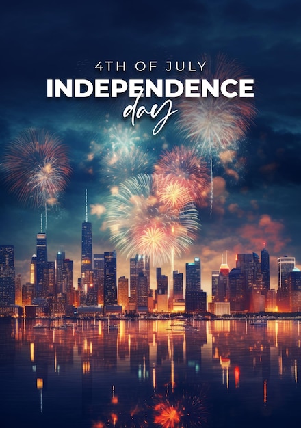 PSD happy 4th of july usa independence day poster