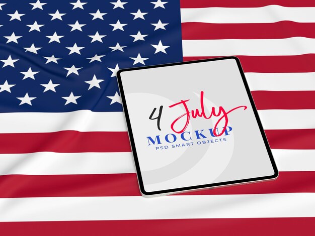 Buon 4 luglio usa independence day e tablet mockup