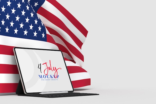 Buon 4 luglio usa independence day e tablet mockup