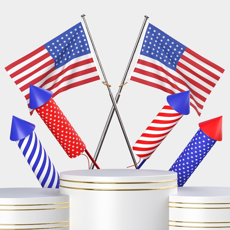 PSD happy 4th of july usa independence day with decorate and american flag