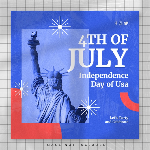 С праздником 4 июля, днем независимости сша, дизайн постов в социальных сетях
