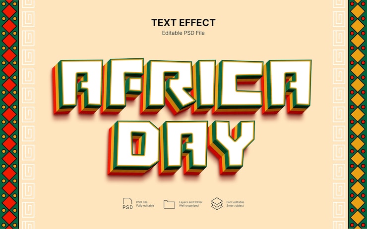 PSD happy africa day text effect