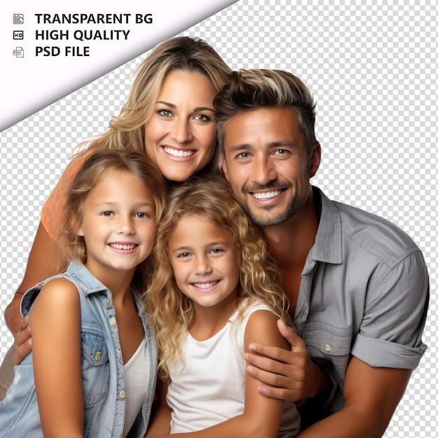 PSD happy american family in stile ultra realistico con sfondo bianco