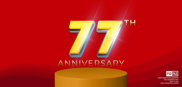 Happy anniversary 77th custom text editable 3d style text effect