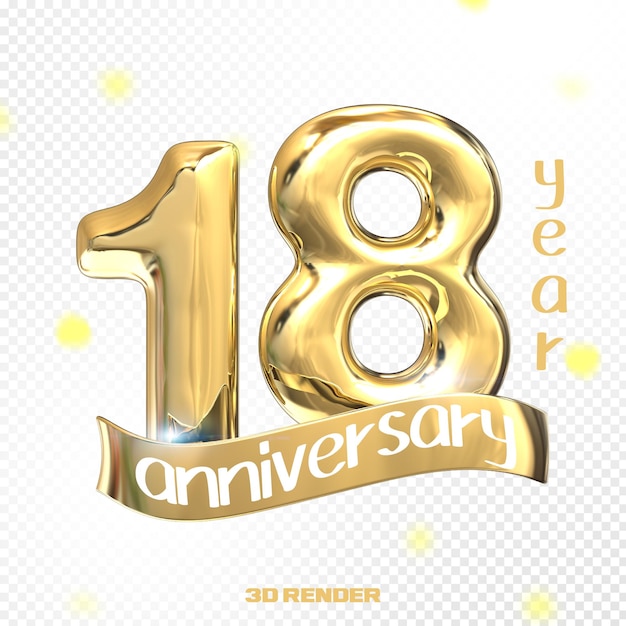 PSD happy anniversary number 3d gold