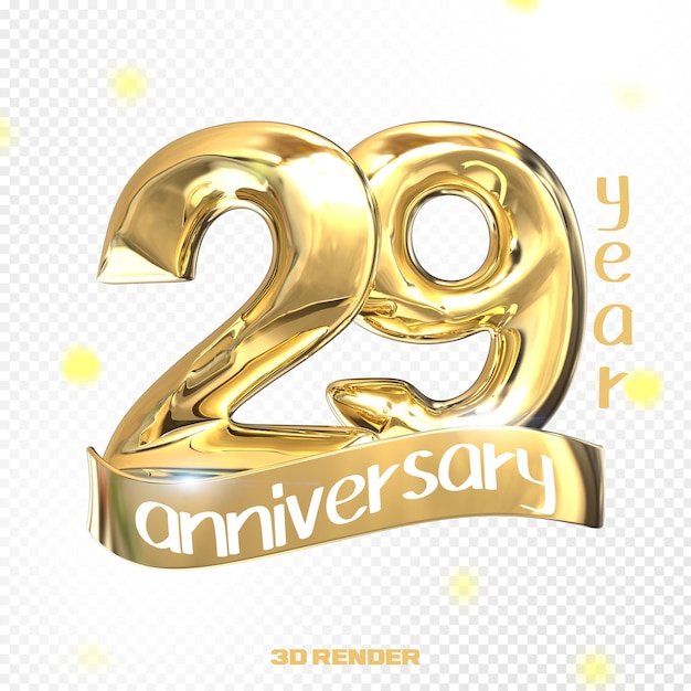 PSD happy anniversary number 3d gold