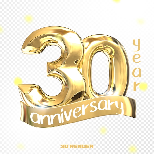 PSD happy anniversary number 3d gold