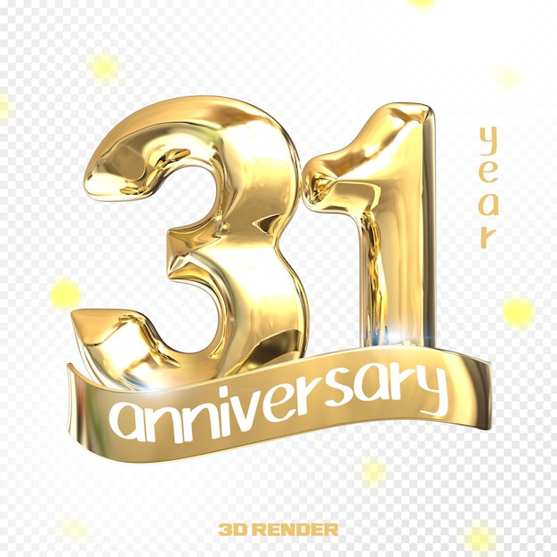 Happy Anniversary Number 3D Gold