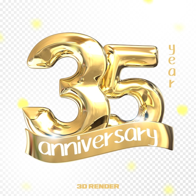 Happy anniversary number 3d gold