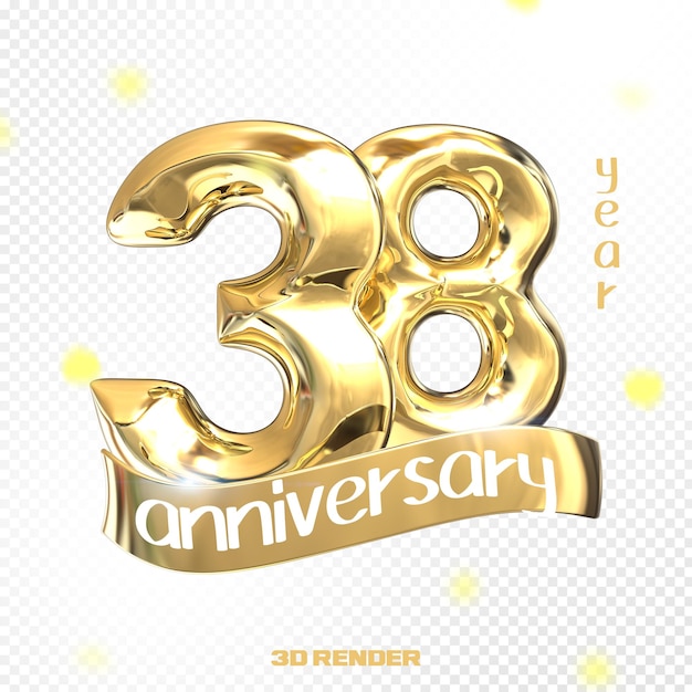 PSD happy anniversary number 3d gold