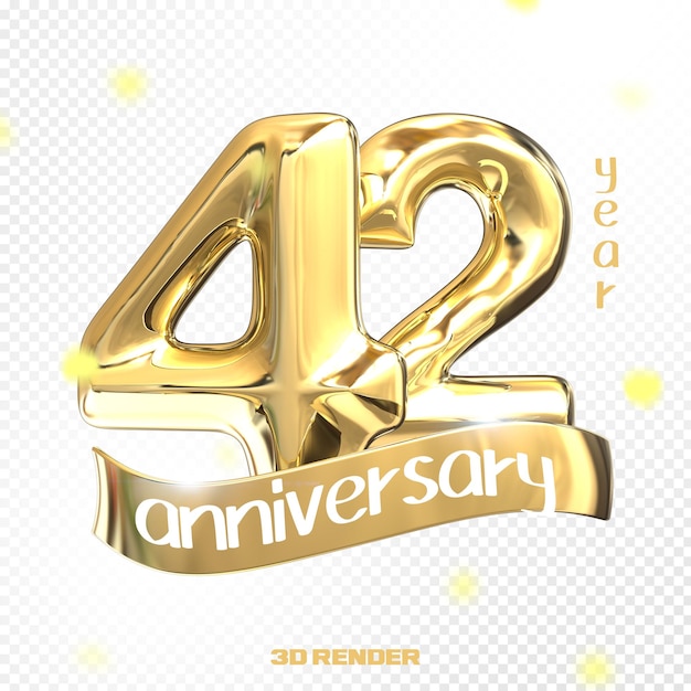 PSD happy anniversary number 3d gold