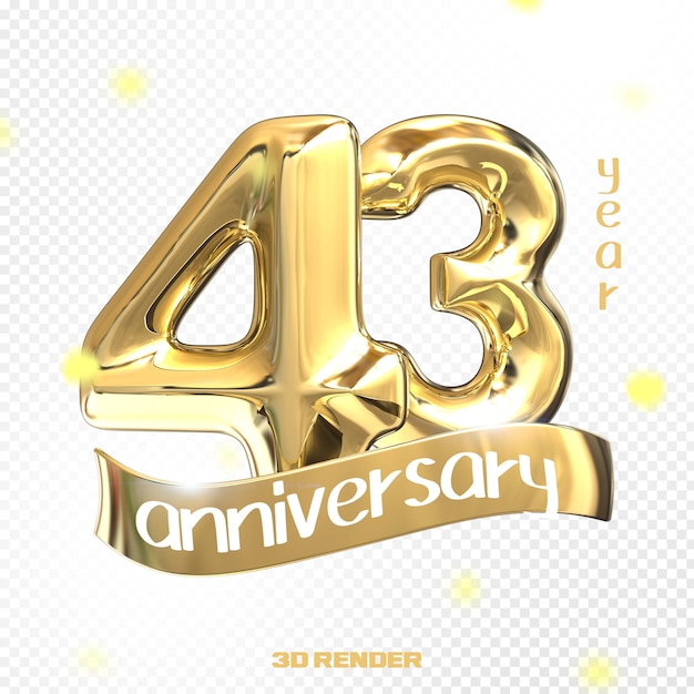 Happy anniversary number 3d gold