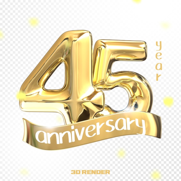 PSD happy anniversary number 3d gold