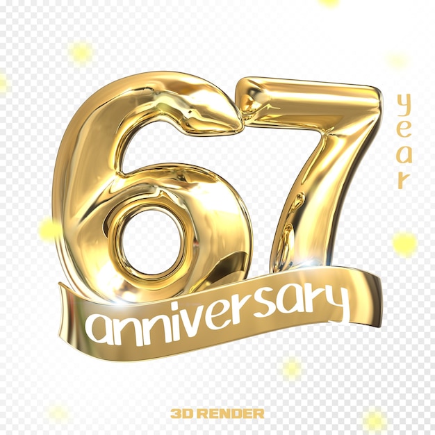 PSD happy anniversary number 3d gold