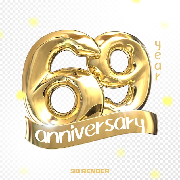 Happy anniversary number 3d gold