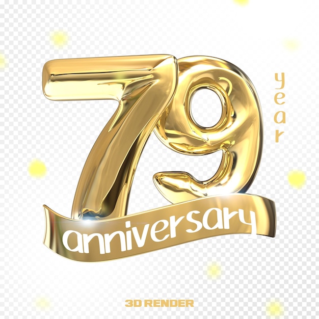 PSD happy anniversary number 3d gold