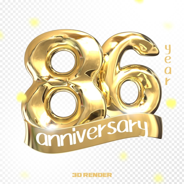 PSD happy anniversary number 3d gold